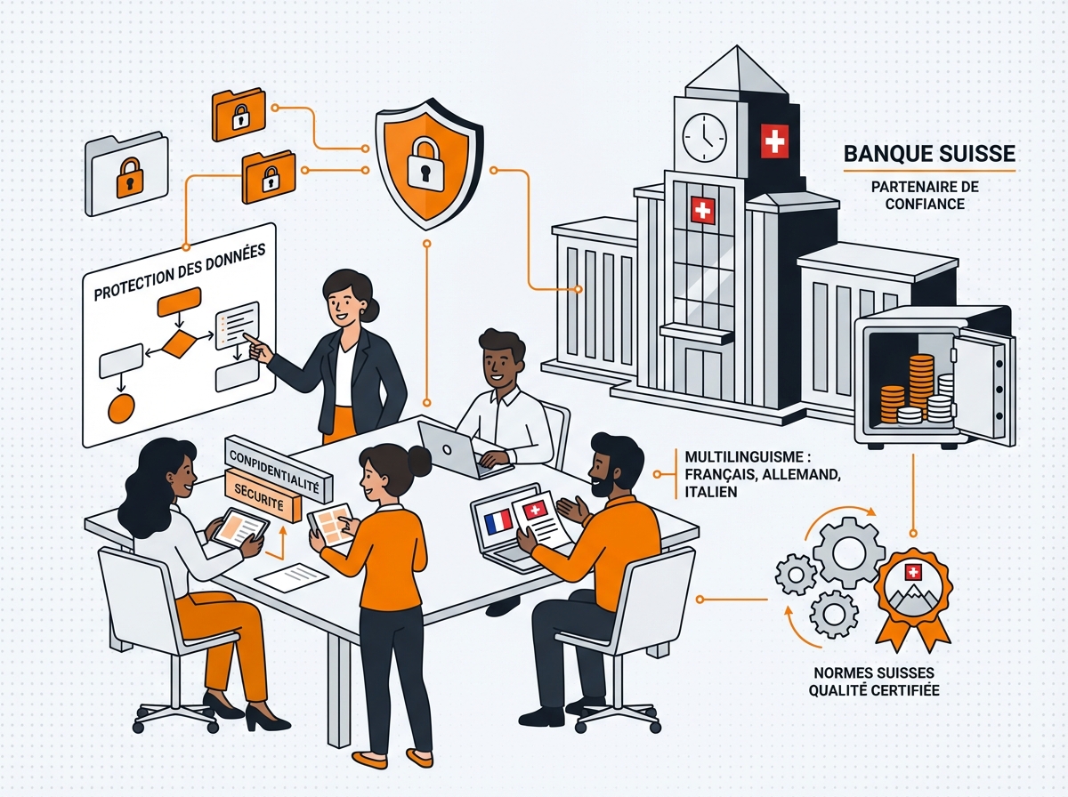 Spécificités de la digitalisation en Suisse - LPD, multilinguisme, intégration bancaire, normes suisses